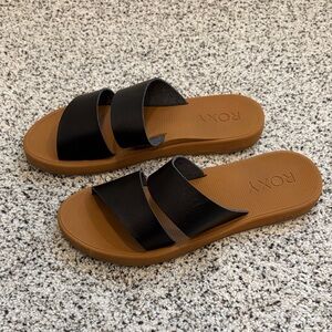 Roxy Black Slide Sandals, size 8.  Never worn.